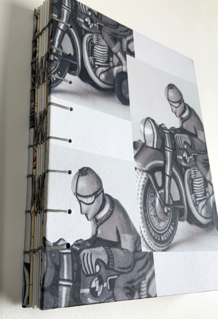 Hand made book with vintage Motorcycle toy cover design